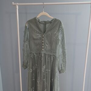 Chicwish Sage Green Lace Dress
